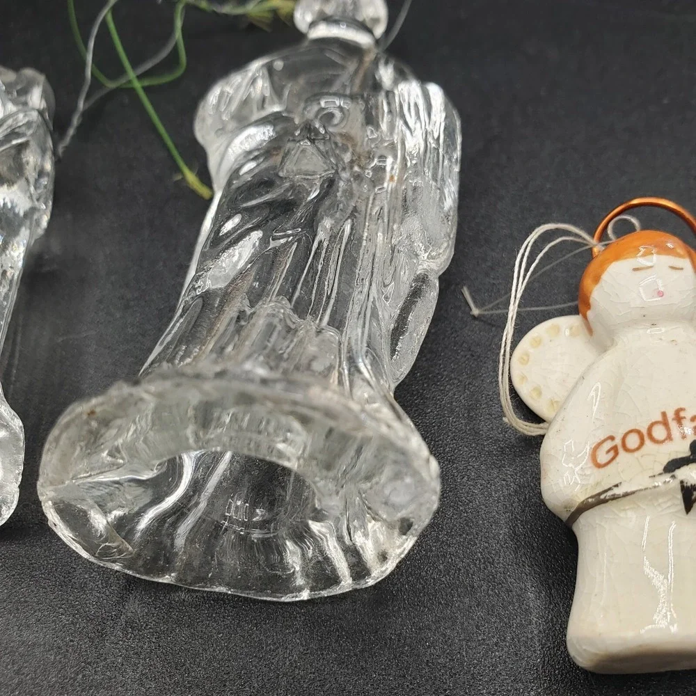 Jesus Mary and Angel Glass and ceramic Vintage Christmas Ornament from estate sa